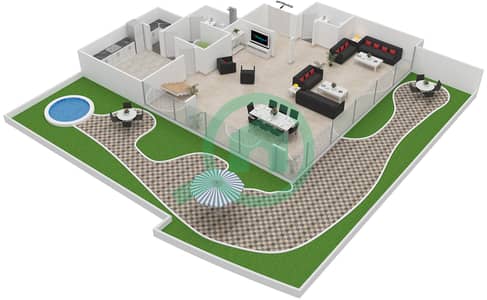 المخططات الطابقية لتصميم النموذج A بنتهاوس 4 غرف نوم - برج إنديغو