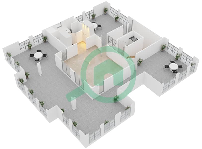 Hattan - 4 Bedroom Commercial Villa Type EXECUTIVE 2 Floor plan Second Floor interactive3D