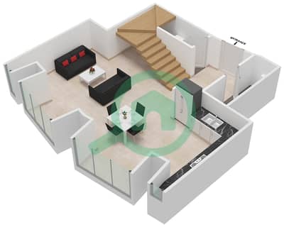 Cayan Tower - 1 Bedroom Apartment Type/unit 3/8 Floor plan