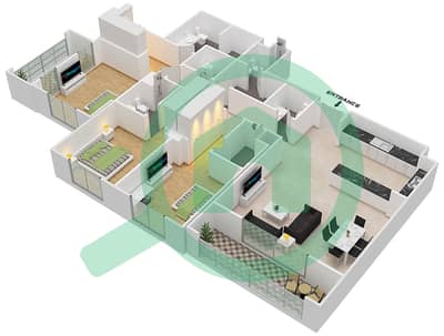 Аль Андалус - Апартамент 3 Cпальни планировка Тип 5