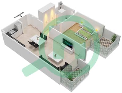 المخططات الطابقية لتصميم النموذج 4 شقة 1 غرفة نوم - عزيزي ريفييرا 48