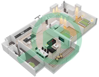 10号楼 - 2 卧室公寓类型2A13戶型图