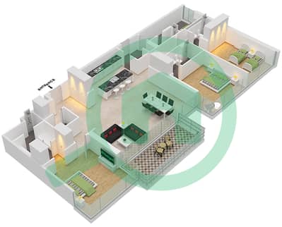 Building 10 - 3 Bedroom Apartment Type 3A Floor plan