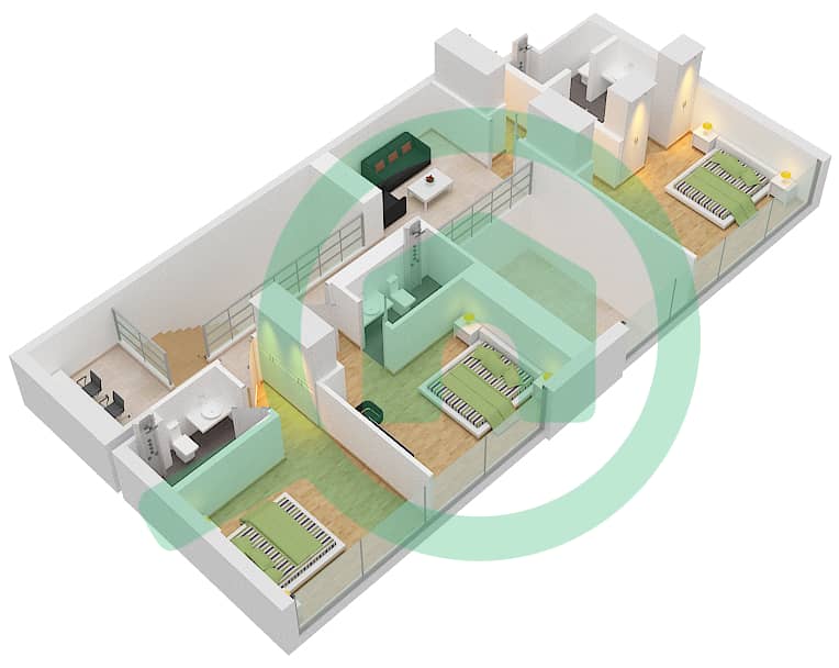 Building 10 - 4 Bedroom Apartment Type 4A Floor plan Upper level Floor 5-6 image3D