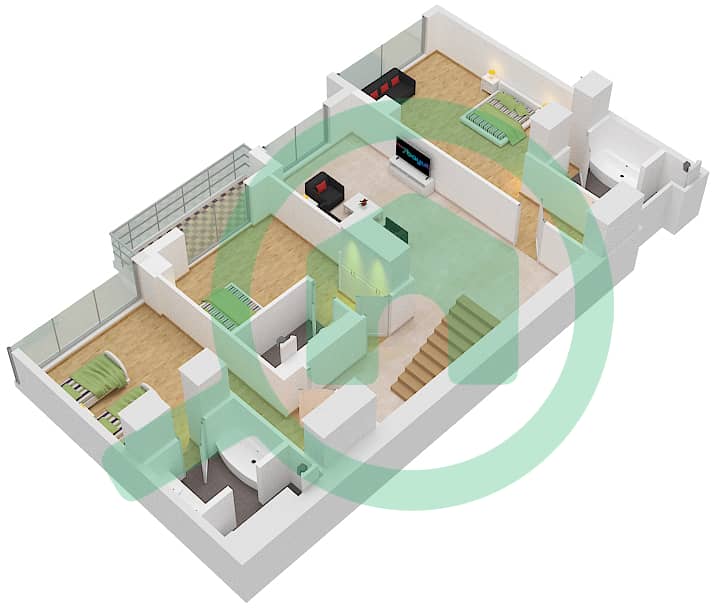 Building 10 - 4 Bedroom Apartment Type 4A3 Floor plan Lower level Floor 5-6 image3D