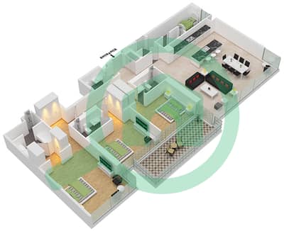 Building 10 - 3 Bedroom Apartment Type 3A3 Floor plan