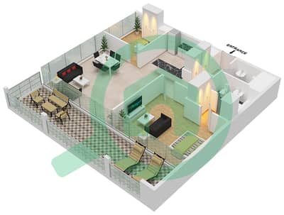 The Residence by Rotana (Cayan Cantara) - 1 Bedroom Apartment Type B Floor plan