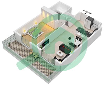 المخططات الطابقية لتصميم النموذج A3 شقة 1 غرفة نوم - سنترال بارك