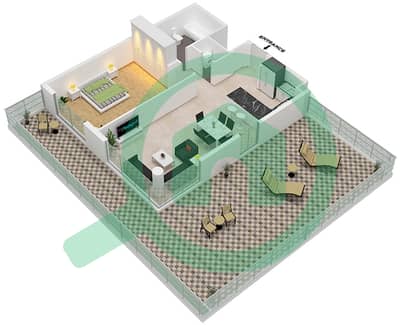 المخططات الطابقية لتصميم النموذج B5 شقة 1 غرفة نوم - سنترال بارك