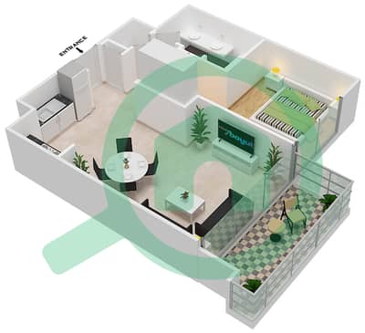 المخططات الطابقية لتصميم النموذج / الوحدة A/1-2,7,9-10,12-15 شقة 1 غرفة نوم - بالاس رزيدنسز
