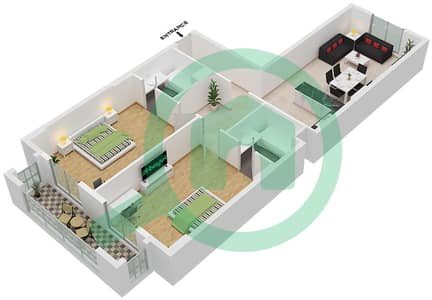 المخططات الطابقية لتصميم النموذج A1 شقة 2 غرفة نوم - جاتروفا