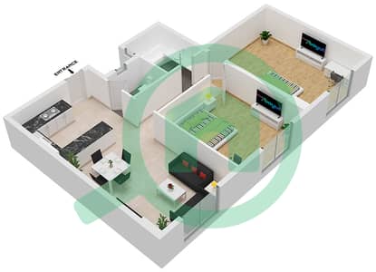 المخططات الطابقية لتصميم النموذج A3 شقة 2 غرفة نوم - جاتروفا