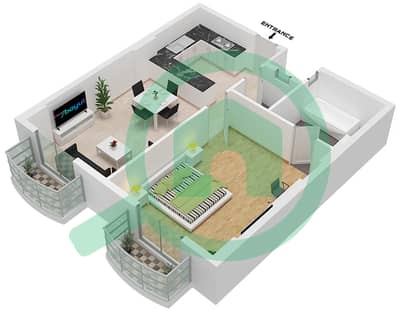 المخططات الطابقية لتصميم النموذج B4 شقة 1 غرفة نوم - جاتروفا