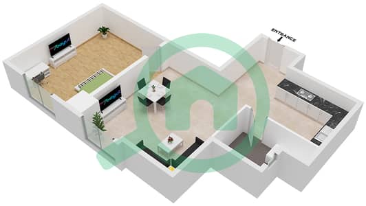 المخططات الطابقية لتصميم النموذج B6 شقة 1 غرفة نوم - جاتروفا