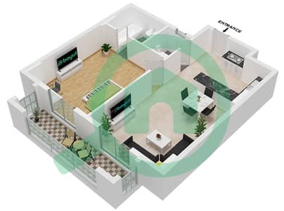 Ятрофа - Апартамент 1 Спальня планировка Тип B3
