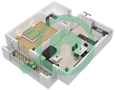 麻风树别墅区 - 1 卧室公寓类型B9戶型图