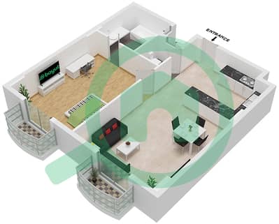 المخططات الطابقية لتصميم النموذج B11 شقة 1 غرفة نوم - جاتروفا