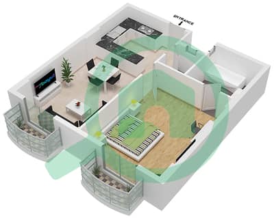 المخططات الطابقية لتصميم النموذج B13 شقة 1 غرفة نوم - جاتروفا