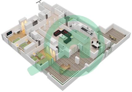 Al Badia Hillside Village - 3 Bedroom Villa Type D Floor plan