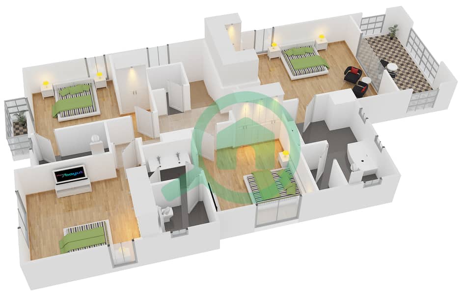 المخططات الطابقية لتصميم النموذج 5 فیلا 4 غرف نوم - بالما interactive3D