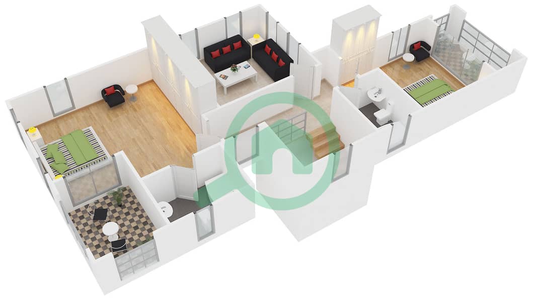 帕美拉1区 - 3 卧室别墅类型A戶型图 interactive3D