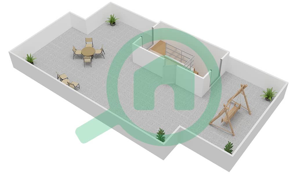 Al Hambra Villas - 3 Bedroom Townhouse Type 1 Floor plan Roof Top interactive3D