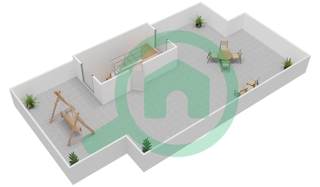 Al Hambra Villas - 3 Bedroom Townhouse Type 4 Floor plan Roof Top interactive3D