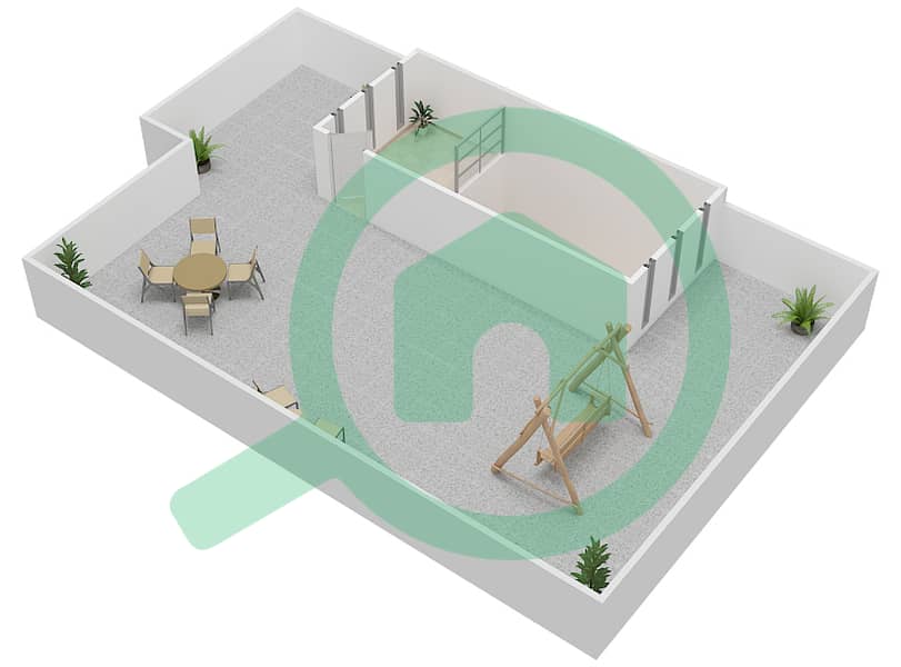 Al Hambra Villas - 3 Bedroom Townhouse Type 5 Floor plan Roof Top interactive3D
