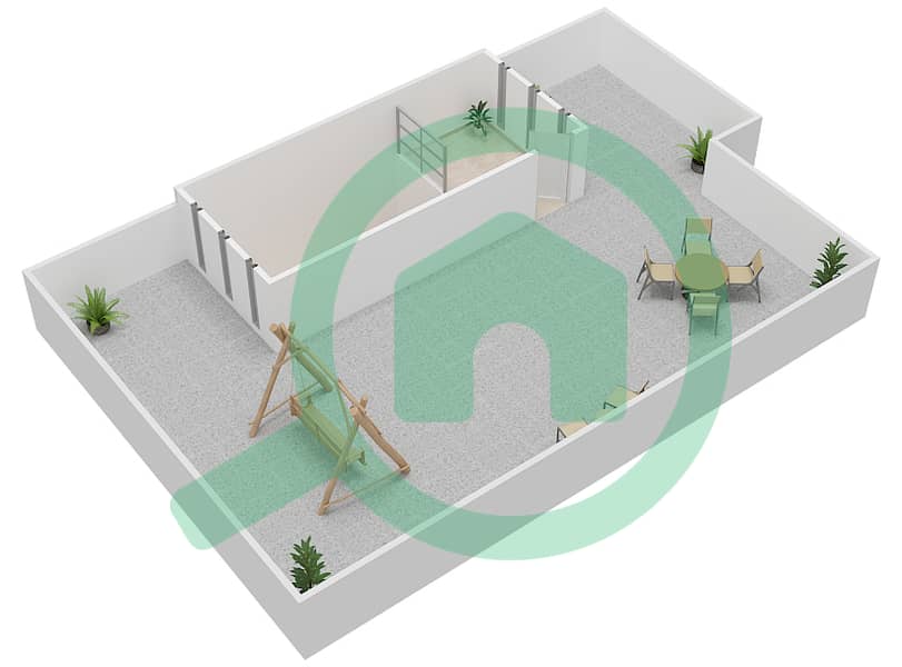 Al Hambra Villas - 3 Bedroom Townhouse Type 6 Floor plan Roof Top interactive3D