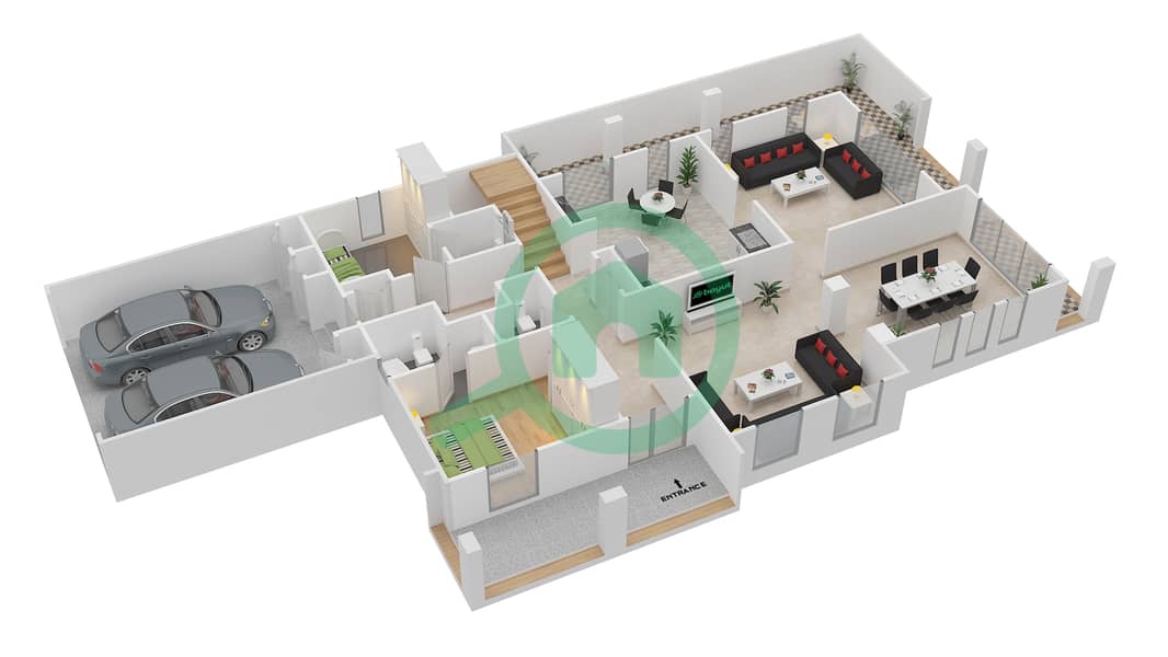 Al Mahra - 5 Bedroom Villa Type 11 Floor plan interactive3D