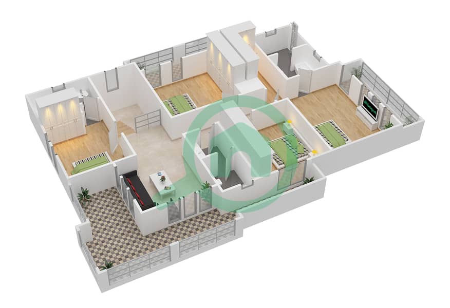 Al Mahra - 5 Bedroom Villa Type 11 Floor plan interactive3D