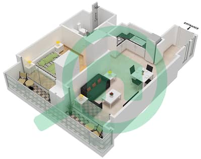 المخططات الطابقية لتصميم النموذج / الوحدة A2/6 شقة 1 غرفة نوم - برج رويال