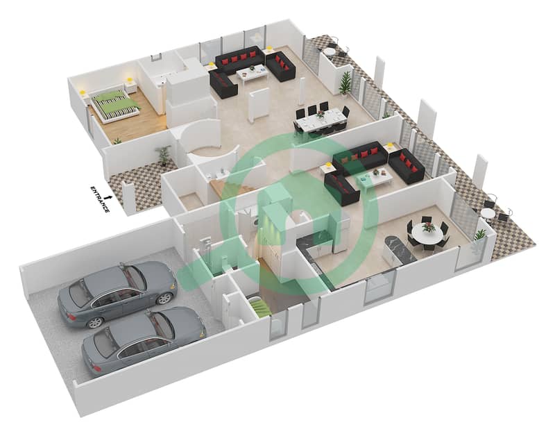 Аль Махра - Вилла 6 Cпальни планировка Тип 13 interactive3D
