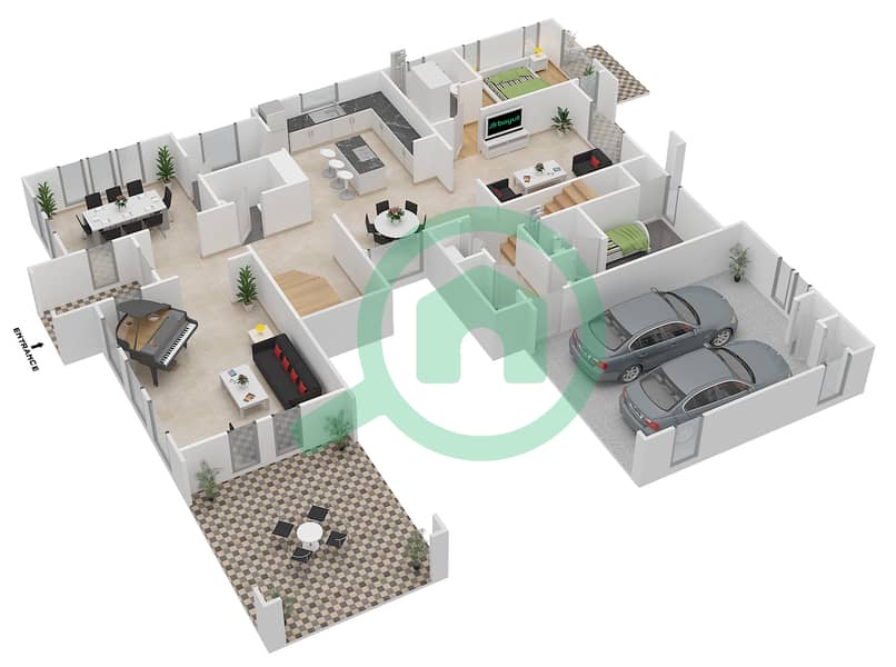 المخططات الطابقية لتصميم النموذج 18 فیلا 6 غرف نوم - المهرة interactive3D