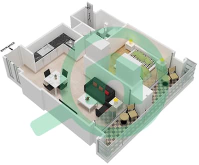 المخططات الطابقية لتصميم النموذج / الوحدة B3/8 شقة 1 غرفة نوم - برج رويال