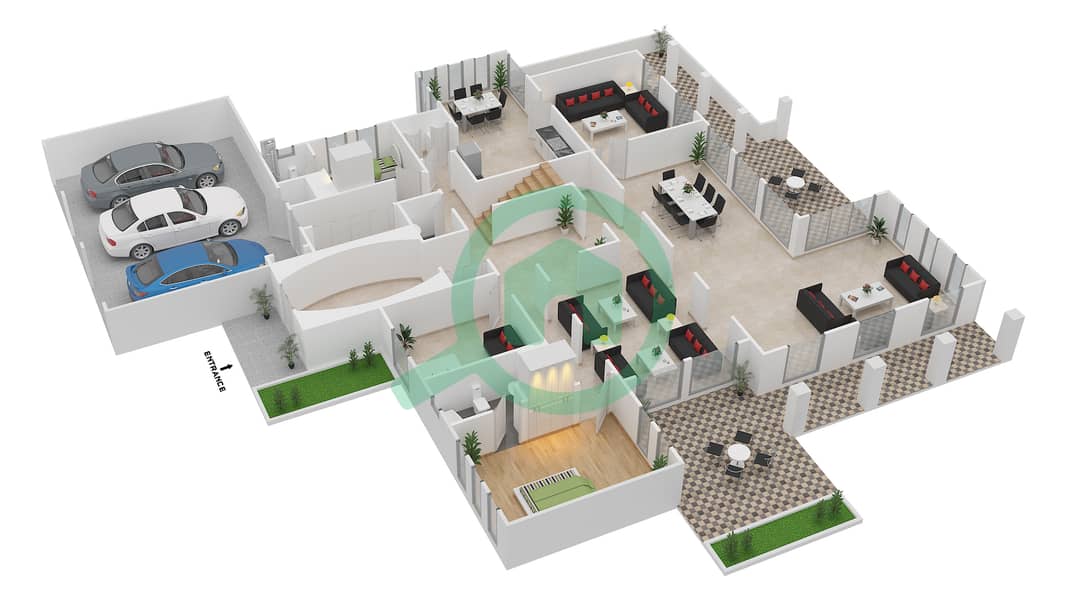 Al Mahra - 7 Bedroom Villa Type 12 Floor plan interactive3D