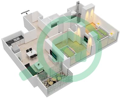 Burj Royale - 2 Bed Apartments Type/Unit F/ 02 Floor plan