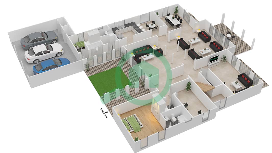 Al Mahra - 7 Bedroom Villa Type 19 Floor plan interactive3D