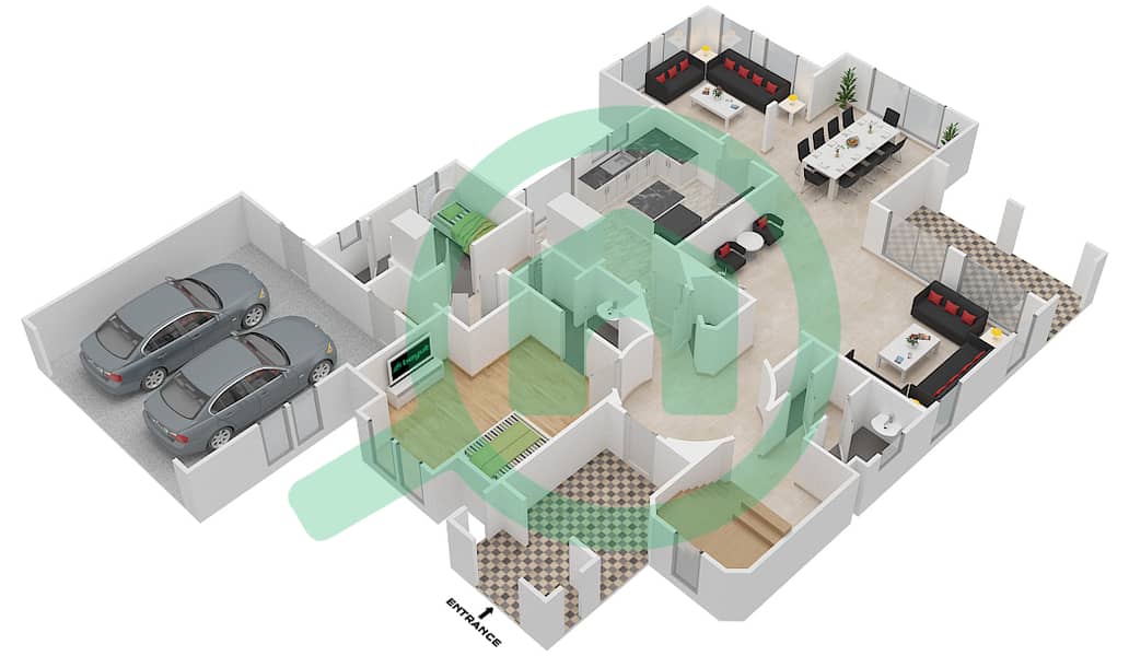萨凡纳社区 - 5 卧室别墅类型C1戶型图 interactive3D