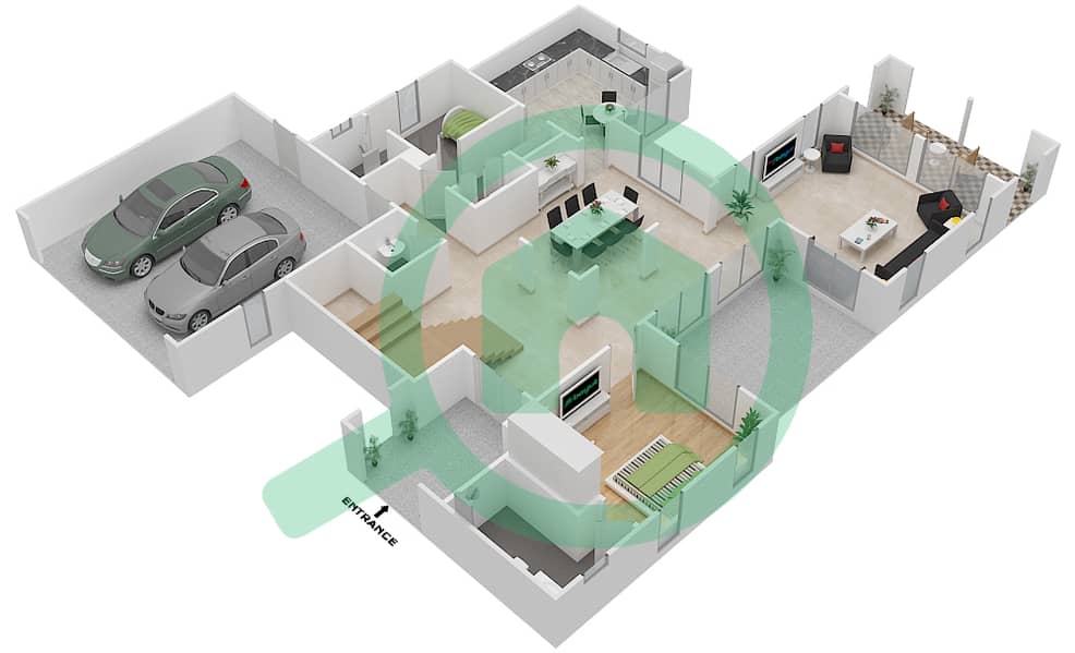 萨凡纳社区 - 4 卧室别墅类型B2戶型图 interactive3D