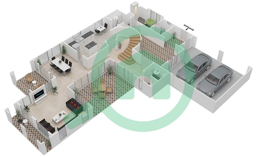 المخططات الطابقية لتصميم النموذج A1 فیلا 3 غرف نوم - سافانا interactive3D