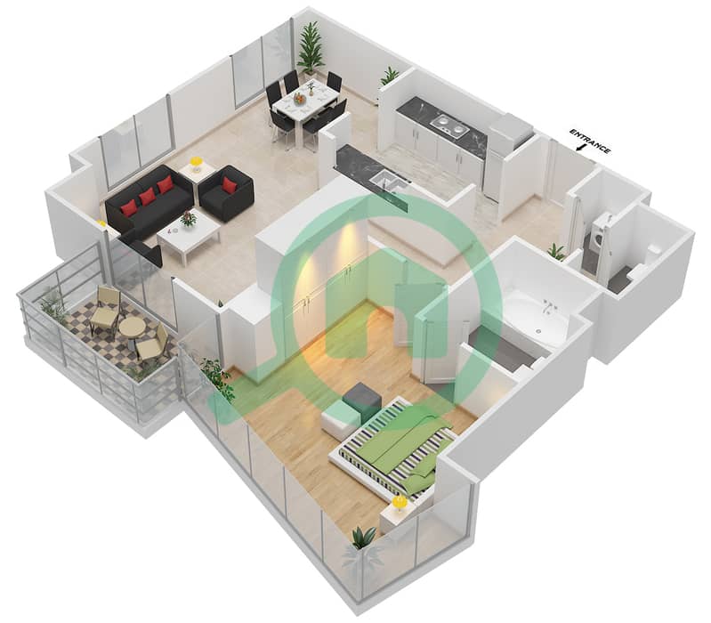South Ridge 4 - 1 Bedroom Apartment Suite 05 FLOOR 3-26 Floor plan interactive3D