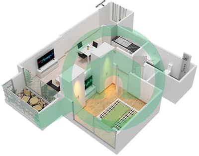 المخططات الطابقية لتصميم النموذج / الوحدة A1/ 4 شقة 1 غرفة نوم - برج رويال