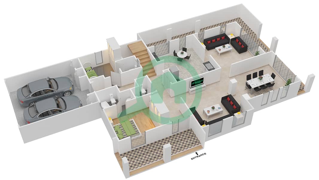 المخططات الطابقية لتصميم النموذج 11 فیلا 5 غرف نوم - ميرادور 1 interactive3D