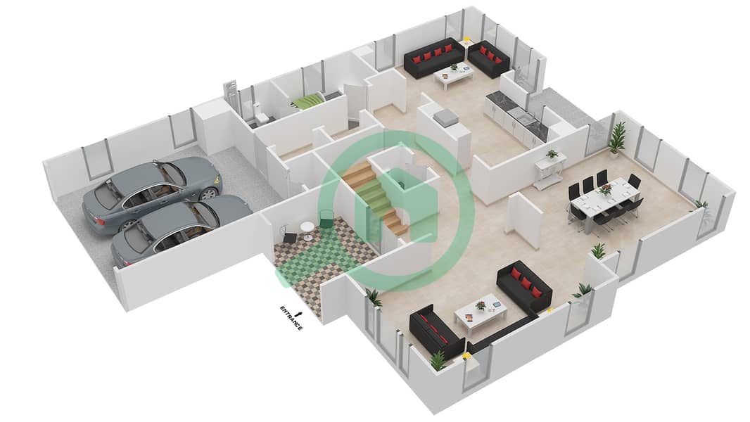 المخططات الطابقية لتصميم النموذج 14 فیلا 4 غرف نوم - ميرادور 1 interactive3D
