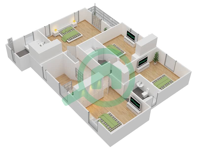 المخططات الطابقية لتصميم النموذج 14 فیلا 4 غرف نوم - ميرادور 1 interactive3D