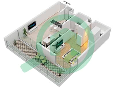 المخططات الطابقية لتصميم النموذج 1B-1 شقة 1 غرفة نوم - MAG City