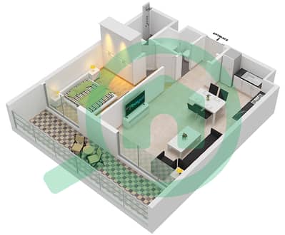 المخططات الطابقية لتصميم النموذج 1B-2 شقة 1 غرفة نوم - MAG City