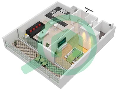 المخططات الطابقية لتصميم النموذج 1B-3 شقة 1 غرفة نوم - MAG City