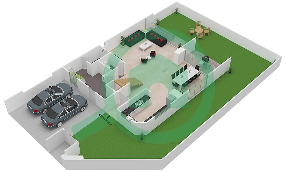 麦格之眼社区 - 4 卧室联排别墅类型4B戶型图 Ground Floor interactive3D